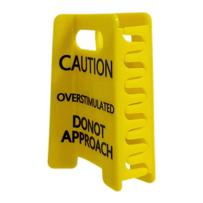 (2 Pcs) Caution Overstimulated Yellow Sign Hair Claw Clip
