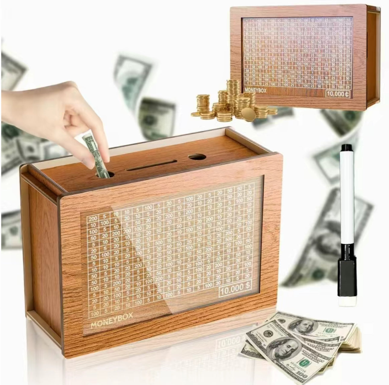 CashTarget Wooden Bank